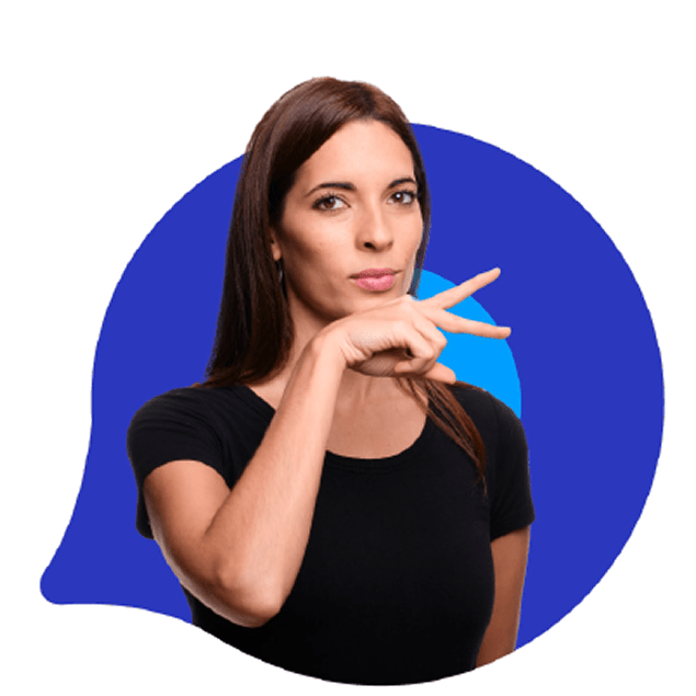 Fundo com uma mulher fazendo um sinal de libras